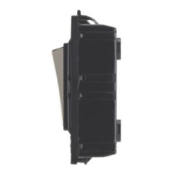 Contactum  10AX Modular Intermediate Switch Brushed Steel with Black Inserts