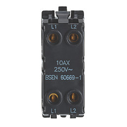 Contactum  10AX Modular Intermediate Switch Brushed Steel with Black Inserts