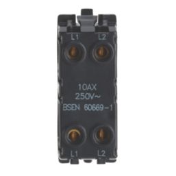 Contactum  10AX Modular Intermediate Switch Brushed Steel with Black Inserts
