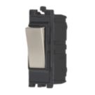 Contactum  10AX Modular Intermediate Switch Brushed Steel with Black Inserts