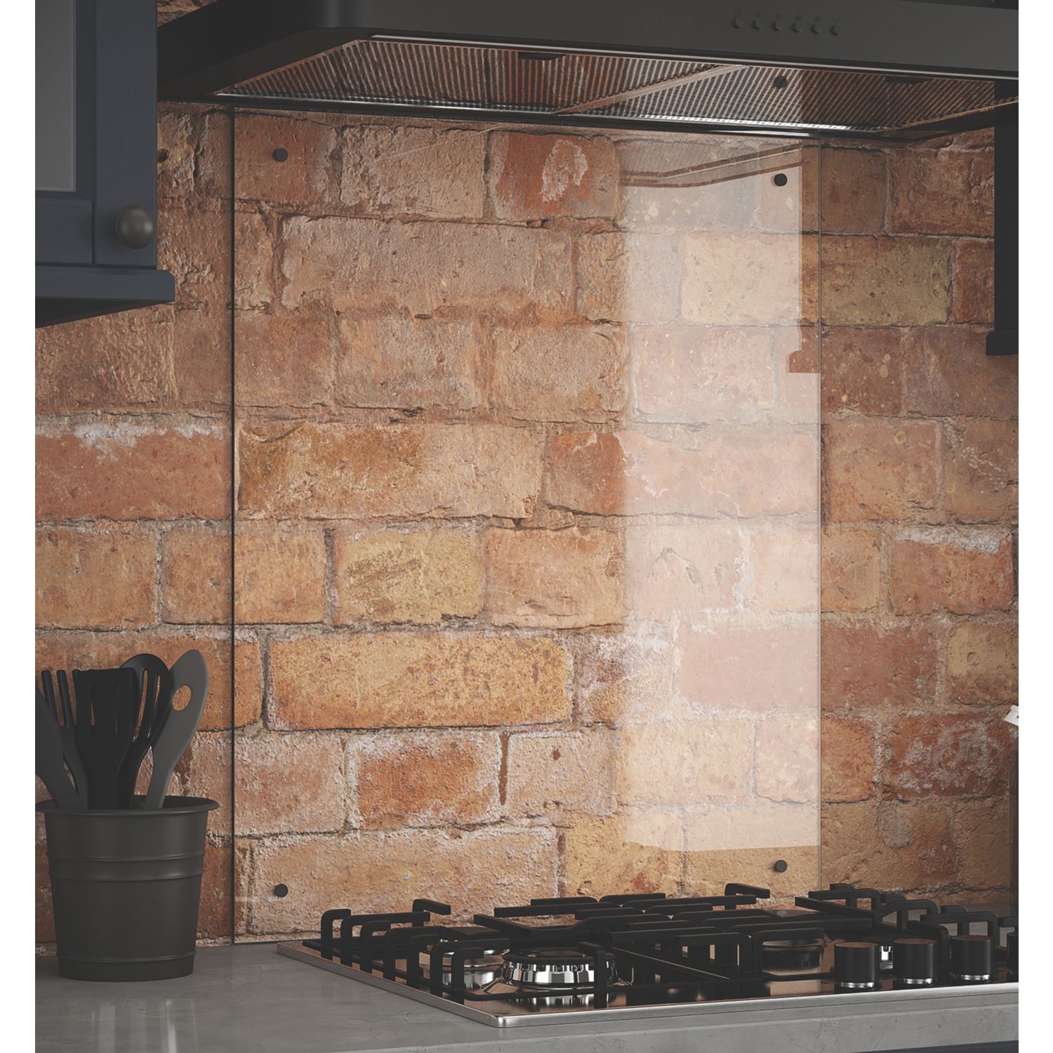 Splashback Clear with Gunmetal Caps Splashback 600mm x 750mm x 6mm (878RX)