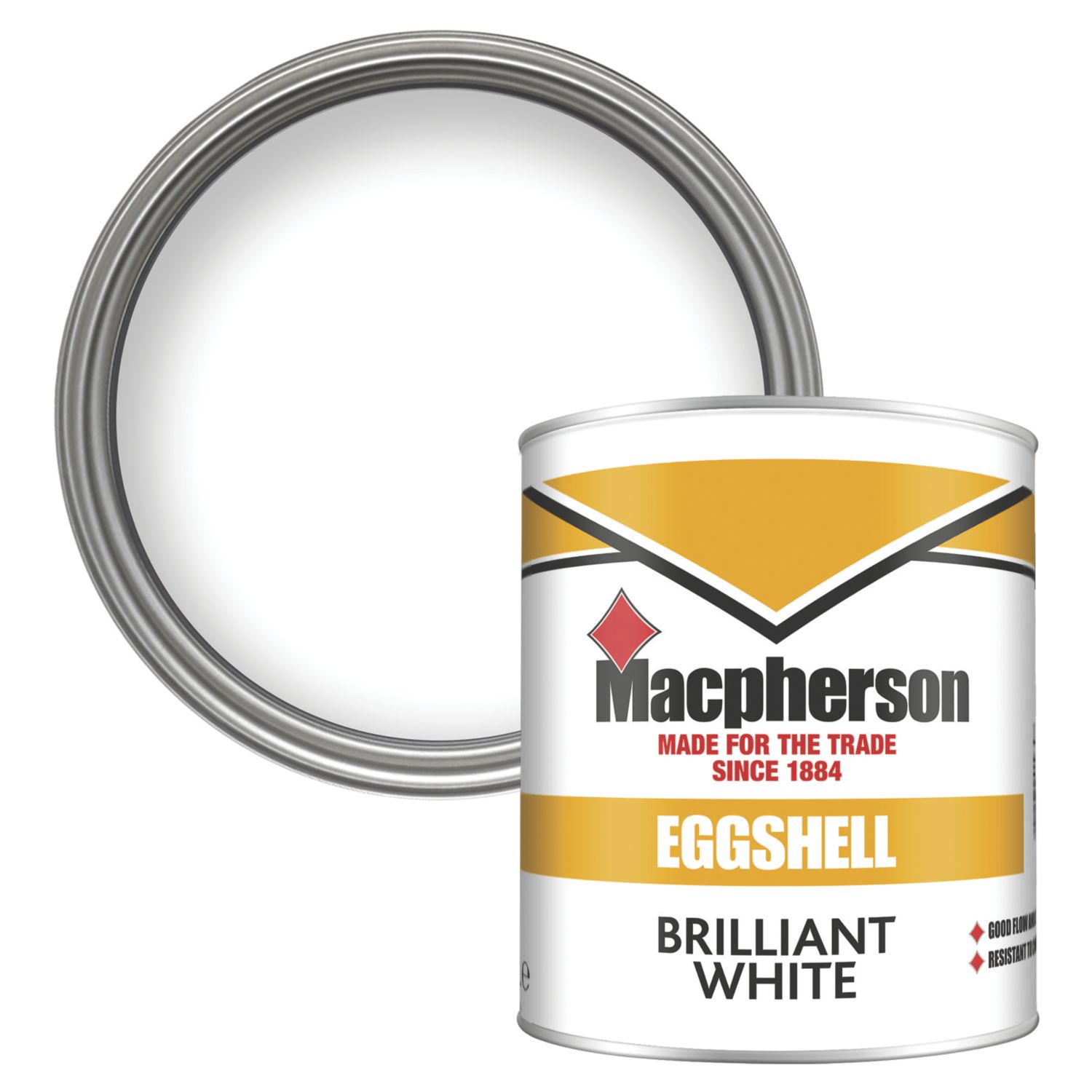 Macpherson 1Ltr Brilliant White Eggshell Solvent-Based Trim Paint (878TA)