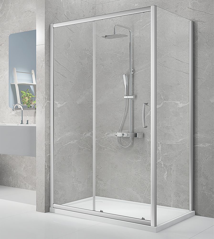 Triton Neo Eight Framed Rectangular Sliding Door Shower Enclosure  Chrome  1000mm x 900mm x 1900mm
