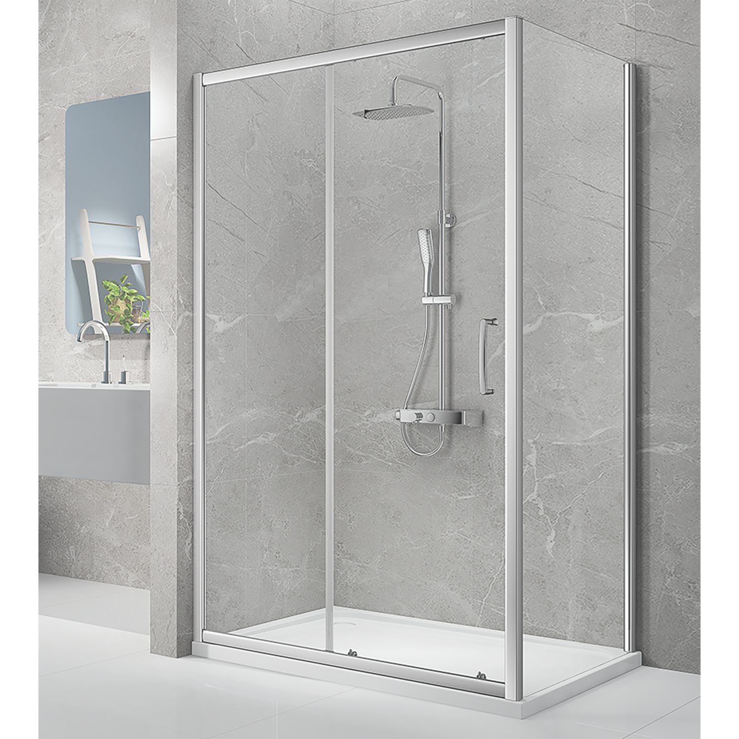 Triton Neo Eight Framed Rectangular Sliding Door Shower Enclosure Chrome 1000mm x 900mm x 1900mm (878TK)