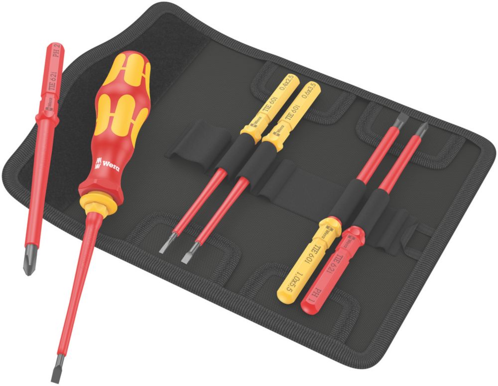 Wera Kraftform Kompakt 7 Universal 1 Tool Finder VDE Interchangeable Insulated Screwdriver Set 7 Pieces