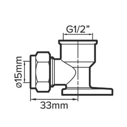 Flomasta  Brass Compression Adapting 90° Wall Plate Elbow 15mm x 1/2"