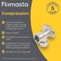 Flomasta  Brass Compression Adapting 90° Wall Plate Elbow 15mm x 1/2"