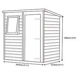 Shire  6' x 4' (Nominal) Pent Shiplap T&G Timber Shed