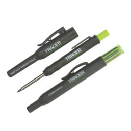 TRACER 200mm Deep Hole Construction Pencil & Replacement Leads 2B 2 Piece Set