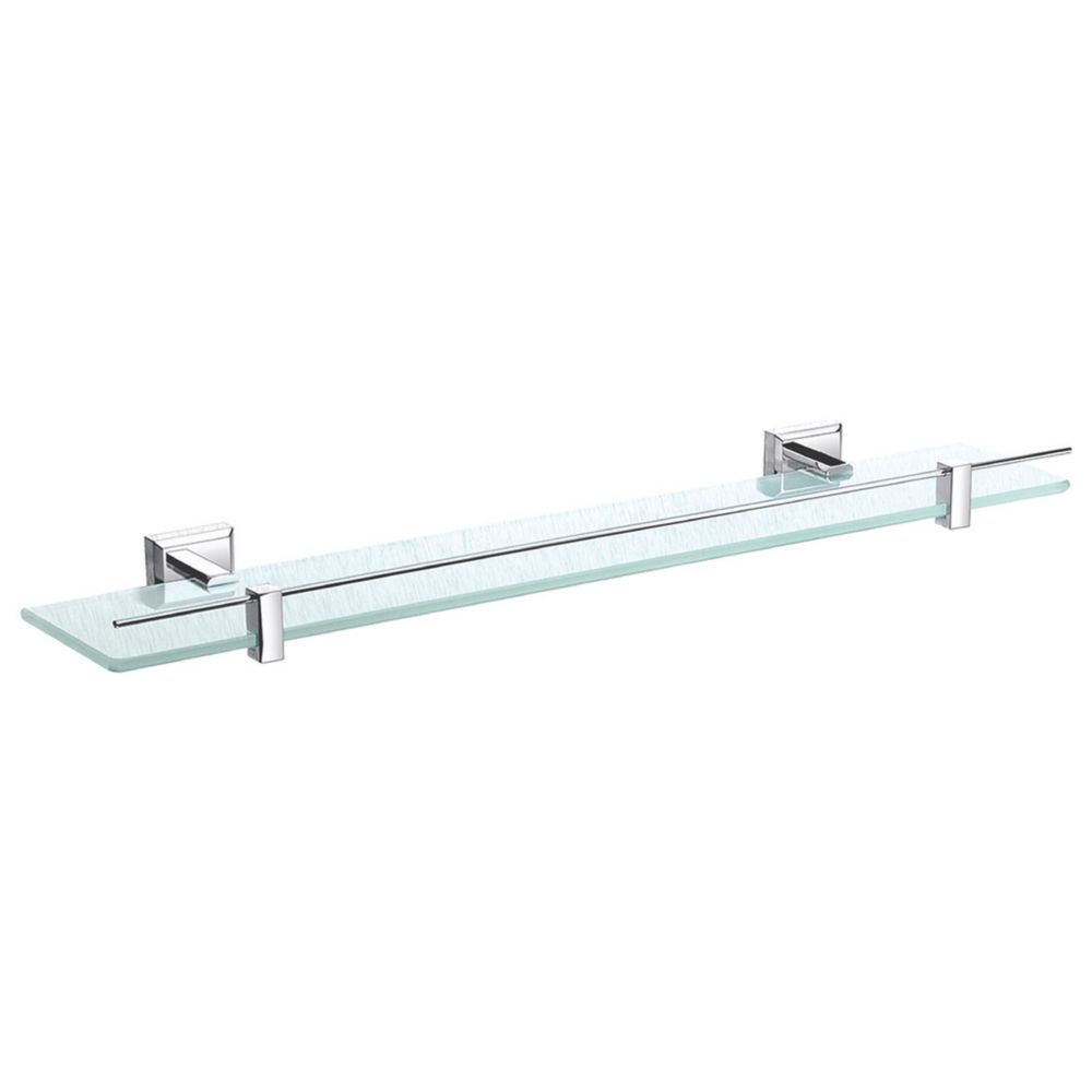Aqualux Goodwood Chrome Brass Glass Shelf 635 x 70 x 145mm | Bathroom ...
