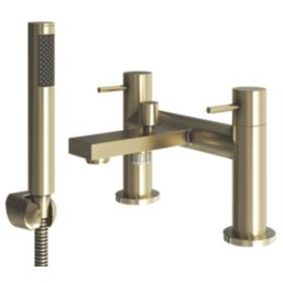 ETAL Blake Brushed Brass 145mm Deck Mounted Dual Control Manual Shower Mixer Tap