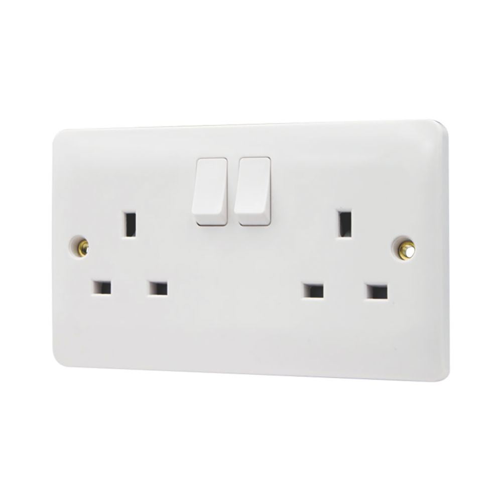 Vimark VM1209DP Metalclad 2 Gang 13A Switched Socket with Surface Back Box Double Pole