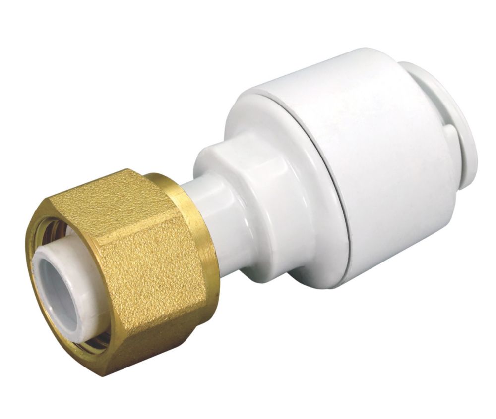 Twistloc 15mm Hand Valve Union Connector – Plastic Push Fit Plumbing Shut Off, 2 Outlet, Straight