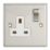 Contactum Iconic 13A 1-Gang DP Switched Socket Outlet Brushed Steel  with White Inserts