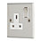 Contactum Iconic 13A 1-Gang DP Switched Socket Outlet Brushed Steel  with White Inserts