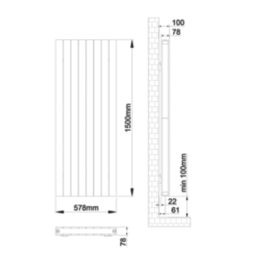 Flomasta  1500mm x 578mm 5237BTU Silver Vertical Designer Radiator