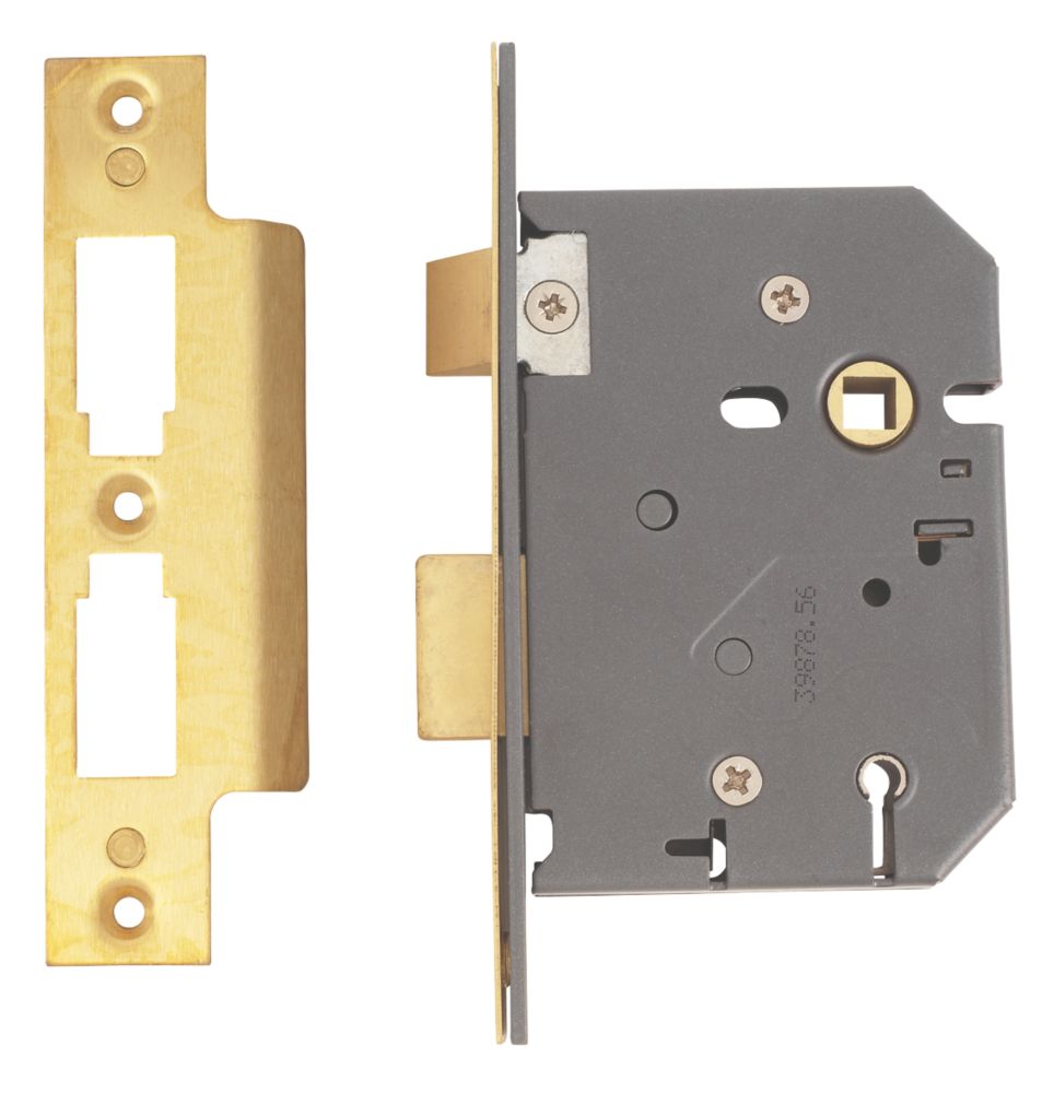 Yale 5 Lever Polished Brass Mortice Sashlock 76mm Case - 57mm Backset