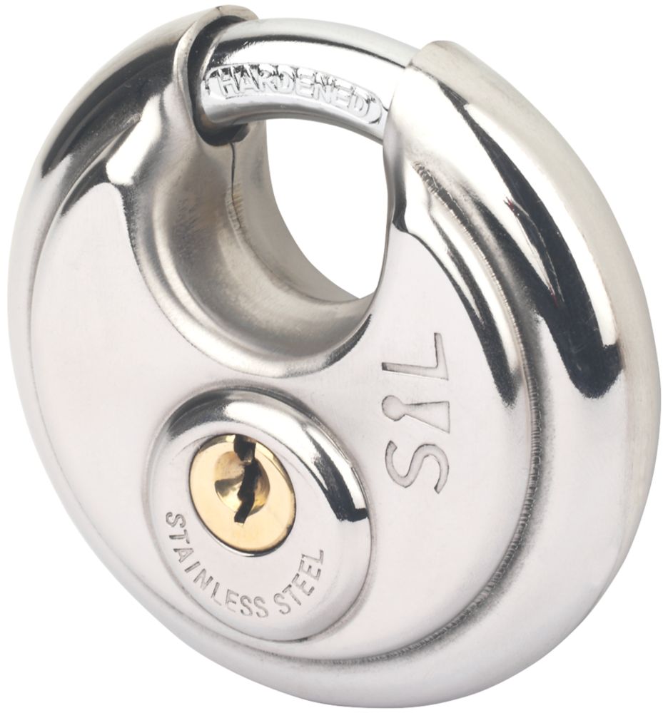 Smith & Locke Stainless Steel Waterproof Disc Padlock 70mm Screwfix