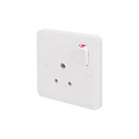 Schneider Electric Lisse 5A 1-Gang SP Switched Round Pin Plug Socket White