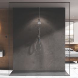 Aqualisa Optic Q Gravity-Pumped Ceiling-Fed Chrome Thermostatic Single Outlet Exposed Smart Shower with Adjustable Head