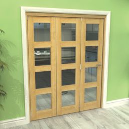 Green & Taylor  3-Door 4-Clear Light Unfinished Oak Wooden Shaker Internal Bi-Fold Door 2060mm x 1674mm