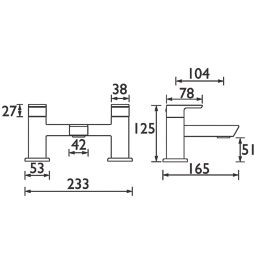 Bristan Cobalt Black 125mm Deck Mounted Lever 2 Tap Holes Bath Mixer Tap