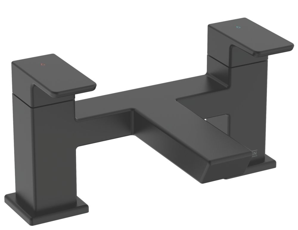 Bristan Cobalt Black 125mm Deck Mounted Lever 2 Tap Holes Bath Mixer ...