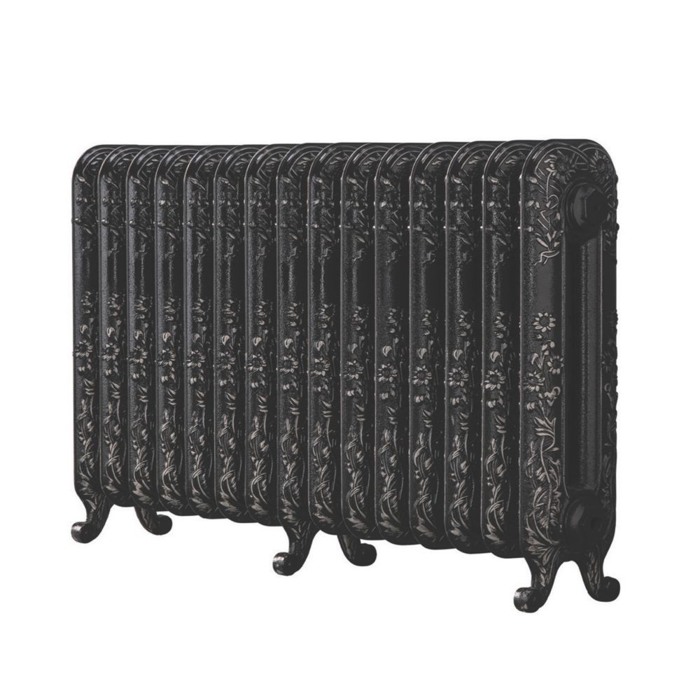 Arroll 597mm x 1009mm 5325BTU Black / Silver Cast Iron 2 Column ...