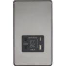 Knightsbridge  2-Gang Single Voltage Shaver Socket+ 2.4A 12W 2-Outlet Type A & C USB Charger 230V Black Nickel with Black Inserts