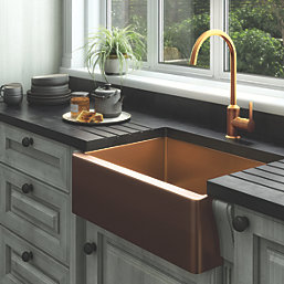 ETAL Excel 1 Bowl Stainless Steel Belfast Kitchen Sink Copper 600mm x 450mm x 200mm