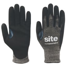 Site SWG321 Thermal Cut Resistant Gloves Grey/Black Large - Screwfix