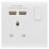 LAP  13A 1-Gang SP Switched Socket + 2.1A 10.5W 2-Outlet Type A USB Charger White