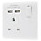 LAP  13A 1-Gang SP Switched Socket + 2.1A 2-Outlet Type A USB Charger White