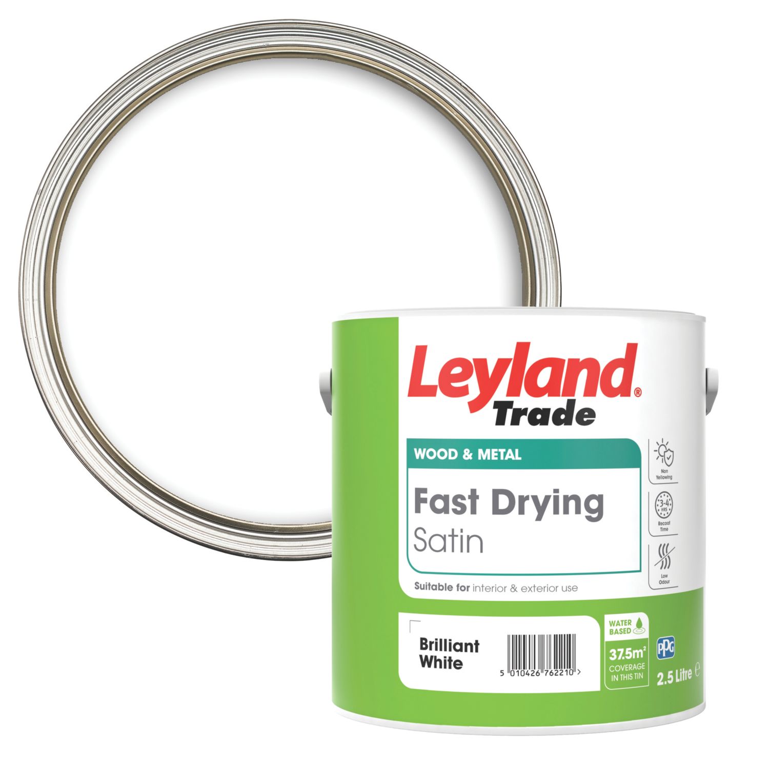 Leyland Trade 2.5Ltr Brilliant White Satin Wood & Metal Paint (88133)
