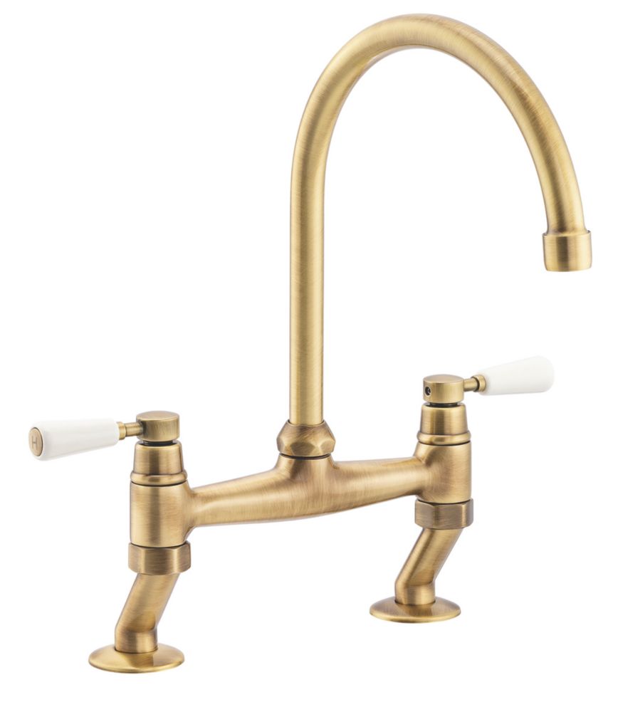 Streame by Abode ACT3038 Traditional Deck Mounted Bridge Mixer Antique ...