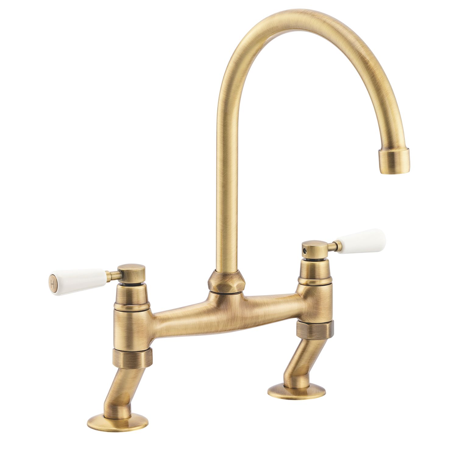 Streame by Abode ACT3038 Traditional Deck Mounted Bridge Mixer Antique Brass (881JM)