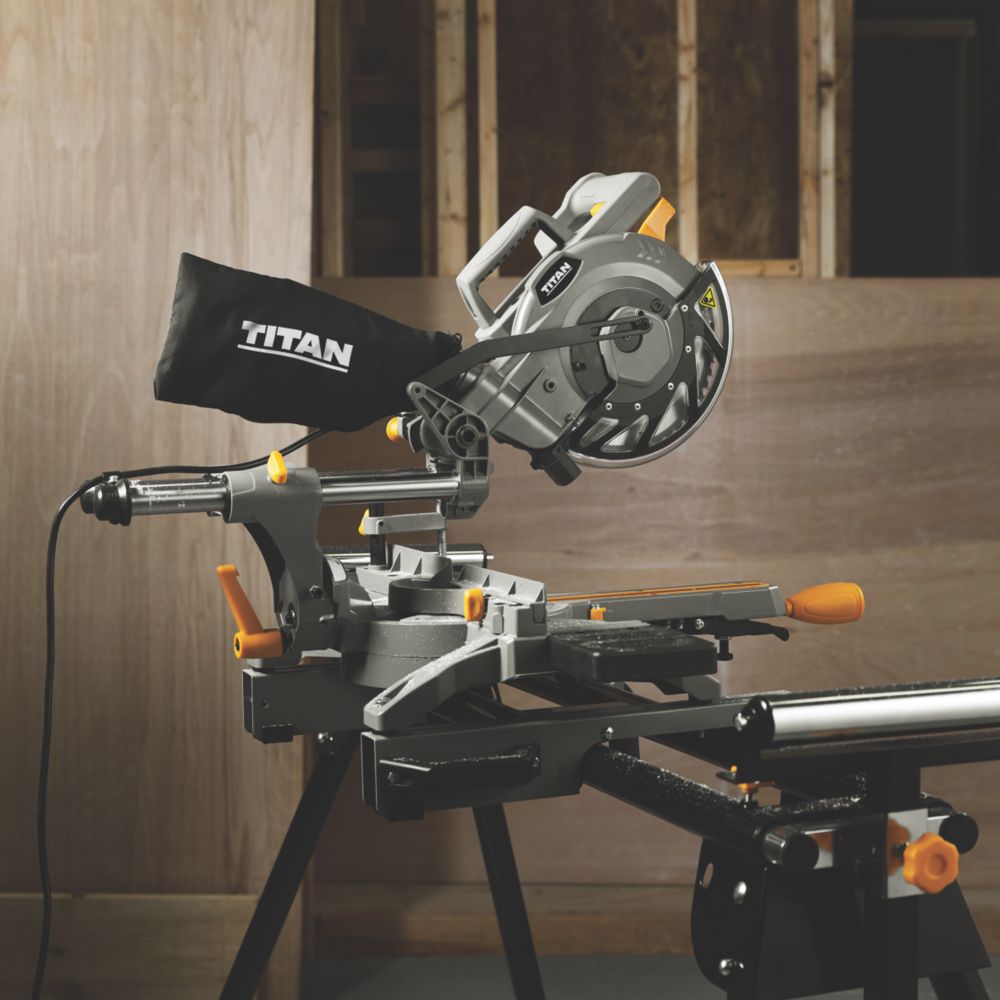 Titan TTB794MSW 210mm Electric Single Bevel Sliding Mitre Saw 240V