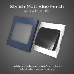 British General Evolve 20A 16AX 1-Gang 2-Way Wide Rocker Light Switch  Blue with Black Inserts