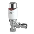 Drayton TRV4 15mm x 1/2" White/Chrome Angled Designer Thermostatic Radiator Valve & Lockshield