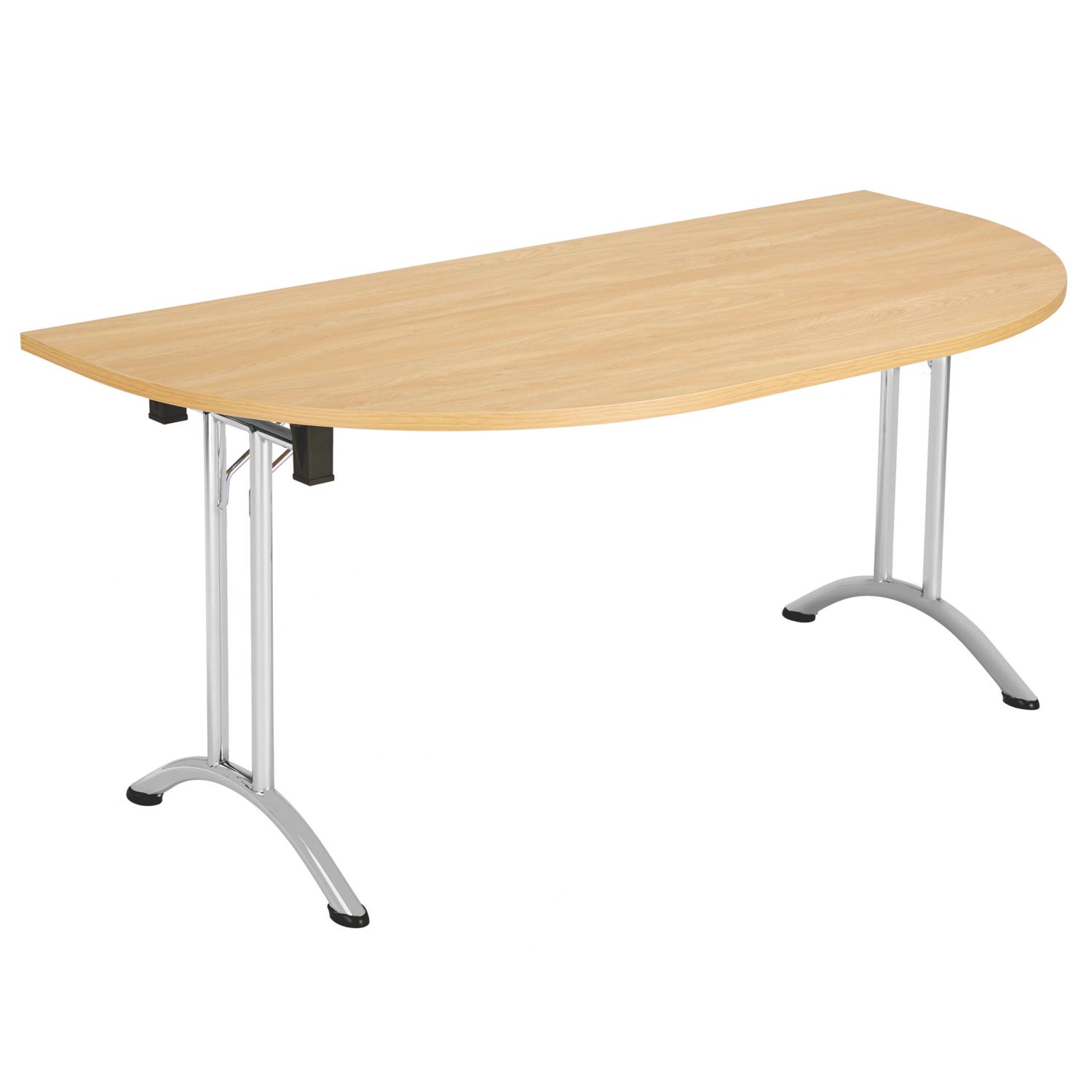 TC Group One Union Semi-Circular Folding Table Nova Oak/Silver 1600mm x 800mm (881TT)