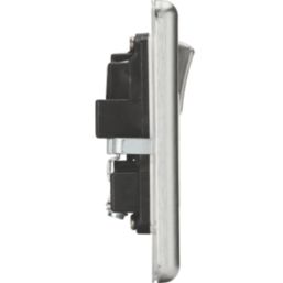 Knightsbridge  13A 2-Gang DP Switched Double Socket Brushed Chrome  with White Inserts