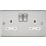 Knightsbridge CL9BCW 13A 2-Gang DP Switched Double Socket Brushed Chrome  with White Inserts