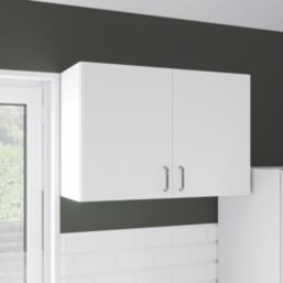 Pragma 2-Door Matt White 800mm x 320mm x 550mm Flat Packed Kitchen Wall Unit (881YC)