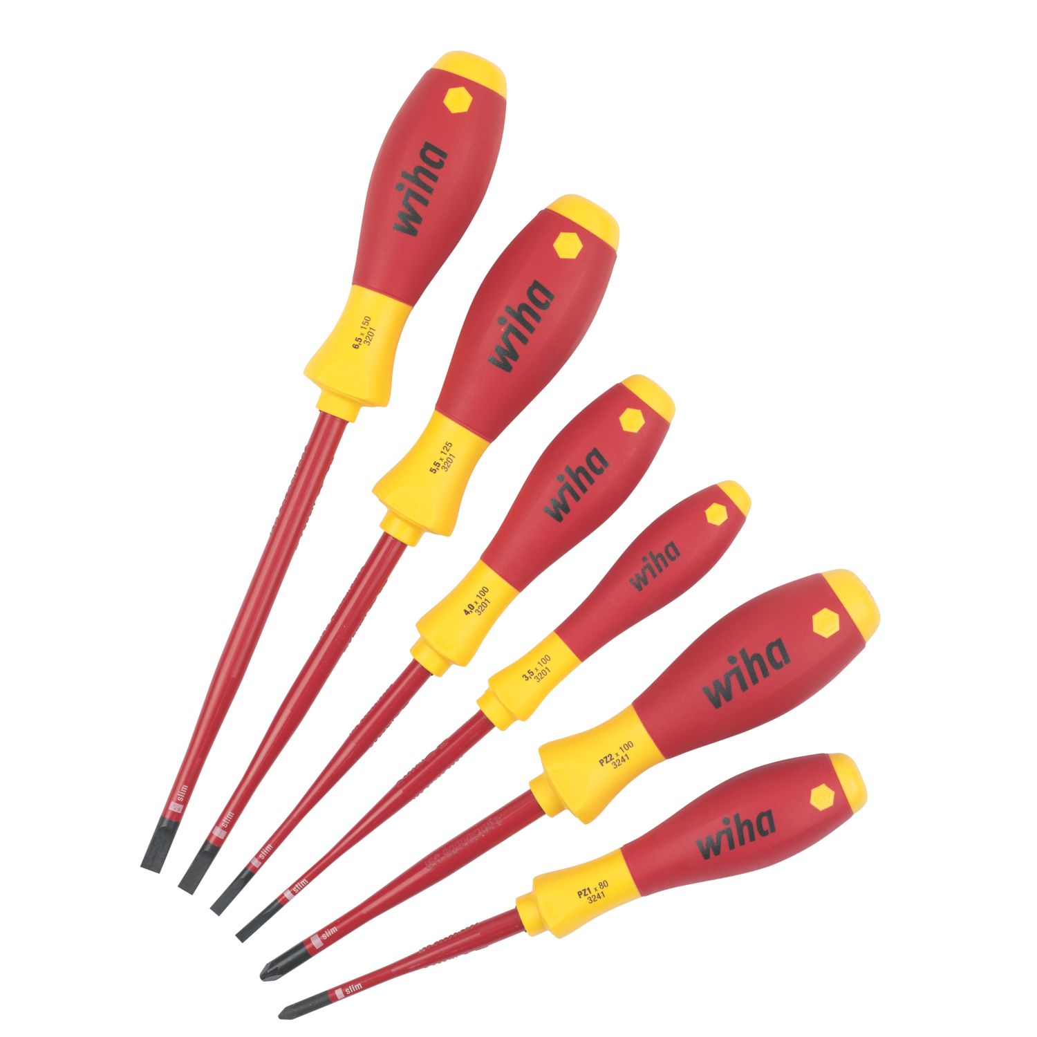 Wiha SoftFinish Mixed VDE Slimfix Screwdriver Set 6 Pcs (8820G)
