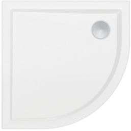 Milan Quadrant Bathroom Shower Tray & Waste White Gloss 800mm x 800mm x 40mm