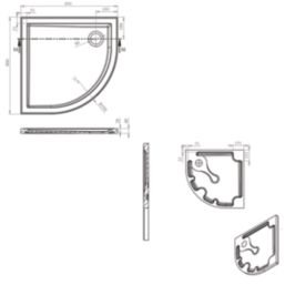 Milan Quadrant Bathroom Shower Tray & Waste White Gloss 800mm x 800mm x 40mm