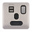 Schneider Electric Lisse Deco 13A 1-Gang SP Switched Socket + 2.1A 10.5W 2-Outlet Type A USB Charger Brushed Stainless Steel with Black Inserts