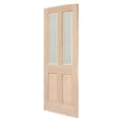 Victorian 2-Frosted Light Unfinished Oak Wooden 2-Panel Internal Door 2040mm x 726mm
