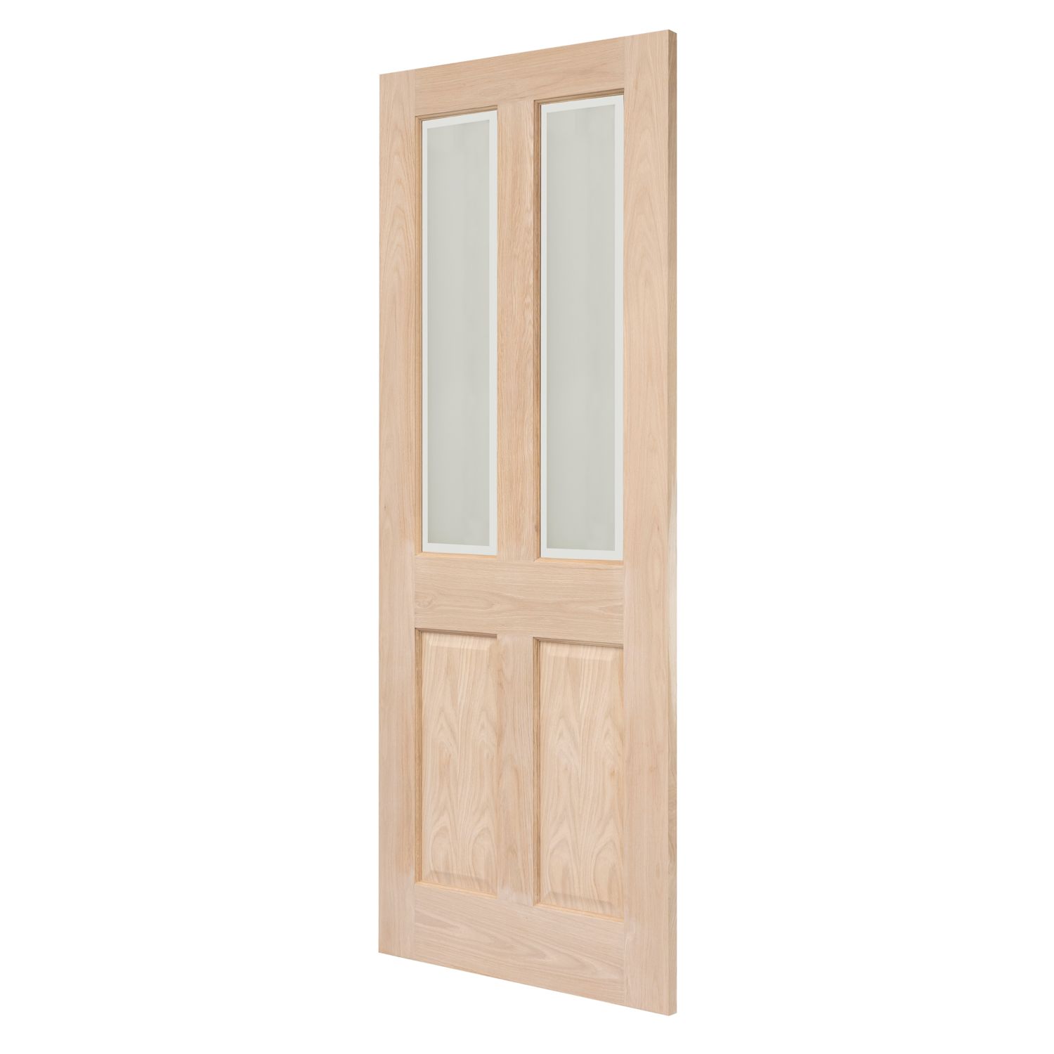 Victorian 2-Clear Light Unfinished Oak Wooden 2-Panel Internal Door 2040mm x 726mm (882FA)