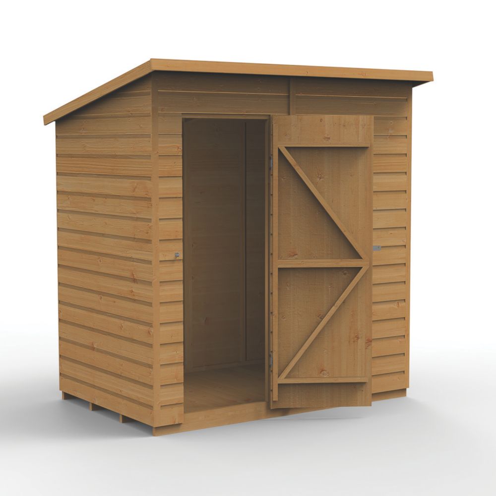 Forest 6' x 4' (Nominal) Pent Shiplap T&G Timber Shed with Base - Screwfix